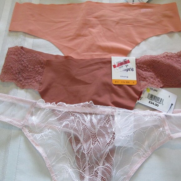 3 Pair of Thong Panties DKNY, B.tempt'd and Calvin Klein NWT Sz S - Picture 1 of 8
